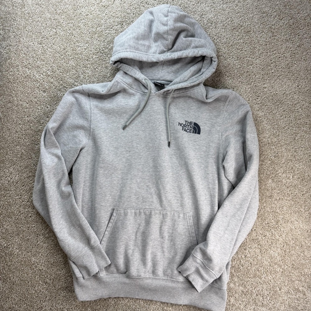 The North Face Hoodie Mens Large Gray Fleece Pullover Logo Graphic Sweatshirt